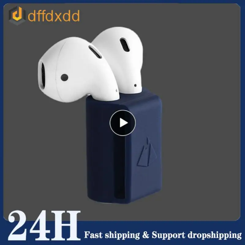 

Non-slip Earphone Storage Case Anti-scratch Water Proof Anti-lost Silicone Storage Navy Blue Silicone Earphone Case Soft Texture