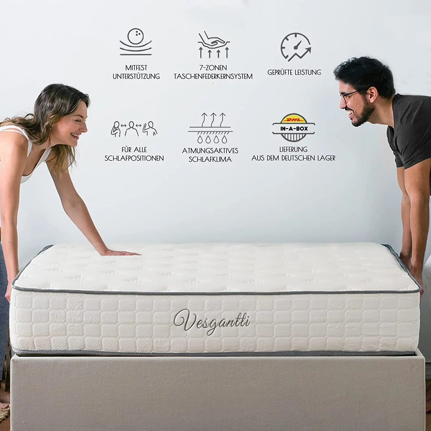 Матрас Vesgantti пружинный матрас 7-зонный Карманный H3 модный плотно прилегающий 24 см