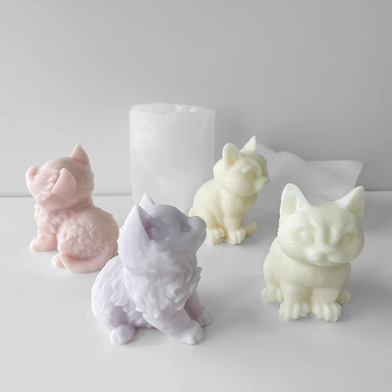 

3D Cute Cat Silicone Candle Mold DIY Animal Kitten Scented Plaster Drip Rubber Gypsum Home Ornaments Handmade Soap Resin Mould