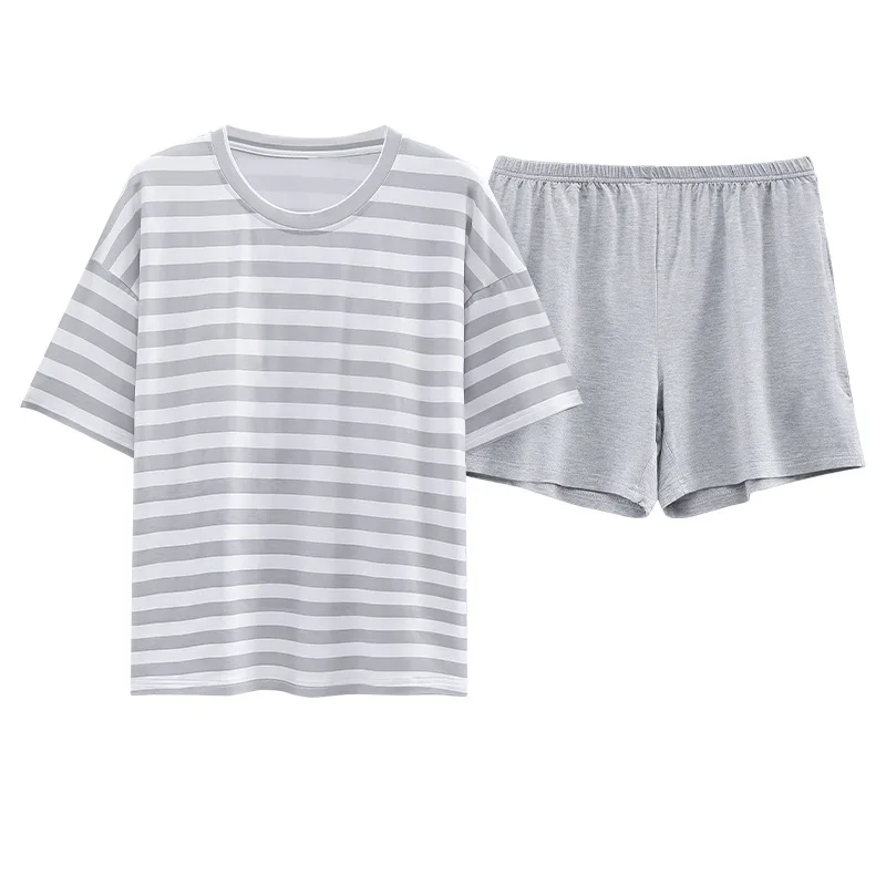 Pajamas Women's Summer Short-sleeved Shorts Suit Cool Feeling with Chest Pads Can Be Worn Outside Comfortable and Cute Home Suit