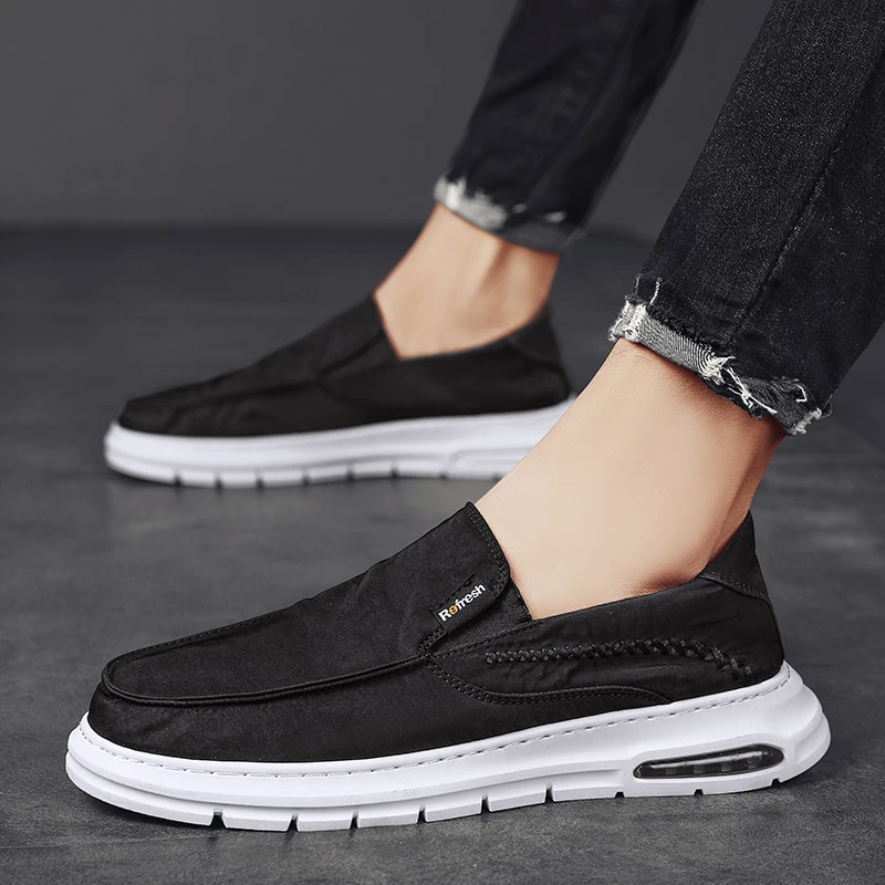 

Fashion Canvas Shoes Hard-Wearing Men Casual Shoes Breathable Men Outdoor Walking Flats Shoes Light Men's Loafers S12700-S12707