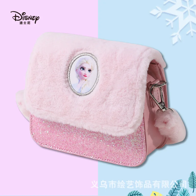 

Disney Kawaii Cartoon Figure Girls Plush Bag Ice Snow Elsa Princess Pink Girl Cute Messenger One Shoulder Handbag Gift