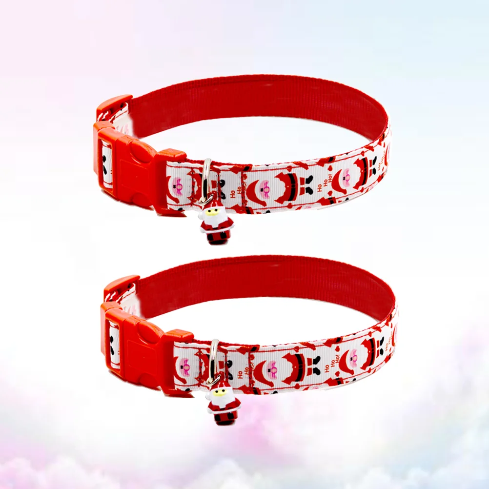

2 Pcs Dog Collar Pet Accessories Choker Pet Collar Traction Tape Cats Dogs Santa Claus Collars Dog Collar