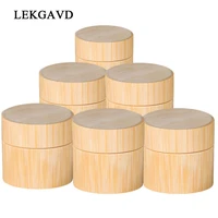 1pcs natural bamboo refillable bottle cosmetics jar box makeup cream storage pot container portable round bottle dropshipping