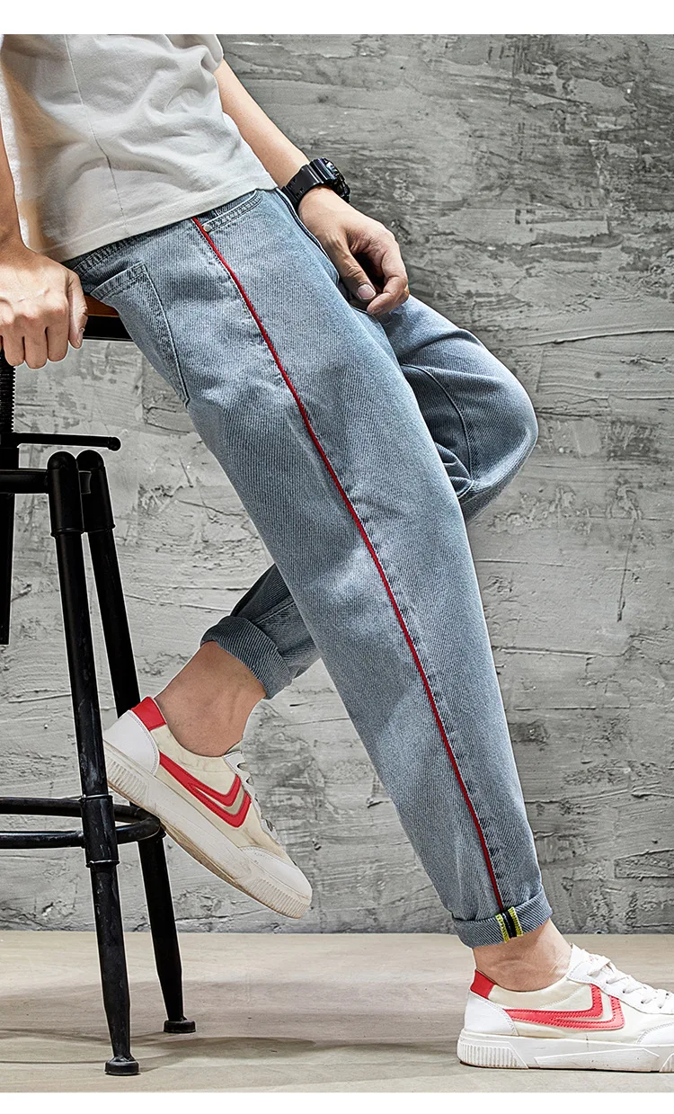 

Summer and autumn new men's jeans fashion retro loose small straight tube Korean Harlan pants