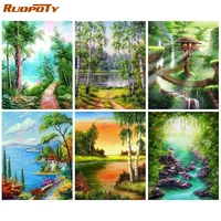ruopoty acrylic paint by numbers kits green scenery diy 60x75cm oil painting by numbers on canvas frame handpaint unique gift