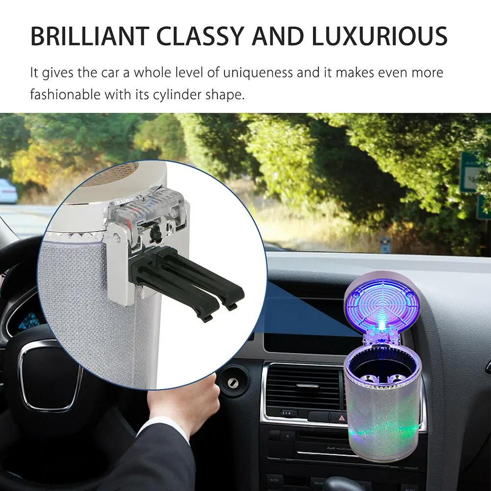 

Car Supplies Car Ashtray With Led Light Colorful Portable Detachable Ashtray Container Air Outlet Cigarette Holder Storage Cup