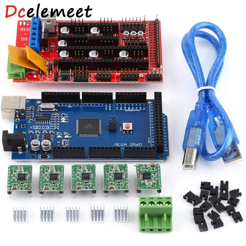 

RAMPS 1.4 Controller+MEGA2560 R3 Board+Soldered A4988 Stepper Motor Drivers+Heat Sinks+Jumpers with USB Cable for Arduino 3D Pri