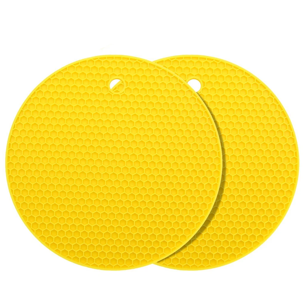 

2pcs Round Heat Resistant Silicone Mat Drink Cup Coasters Non-slip Pot Holder Table Placemat Kitchen Accessories Jar Openers