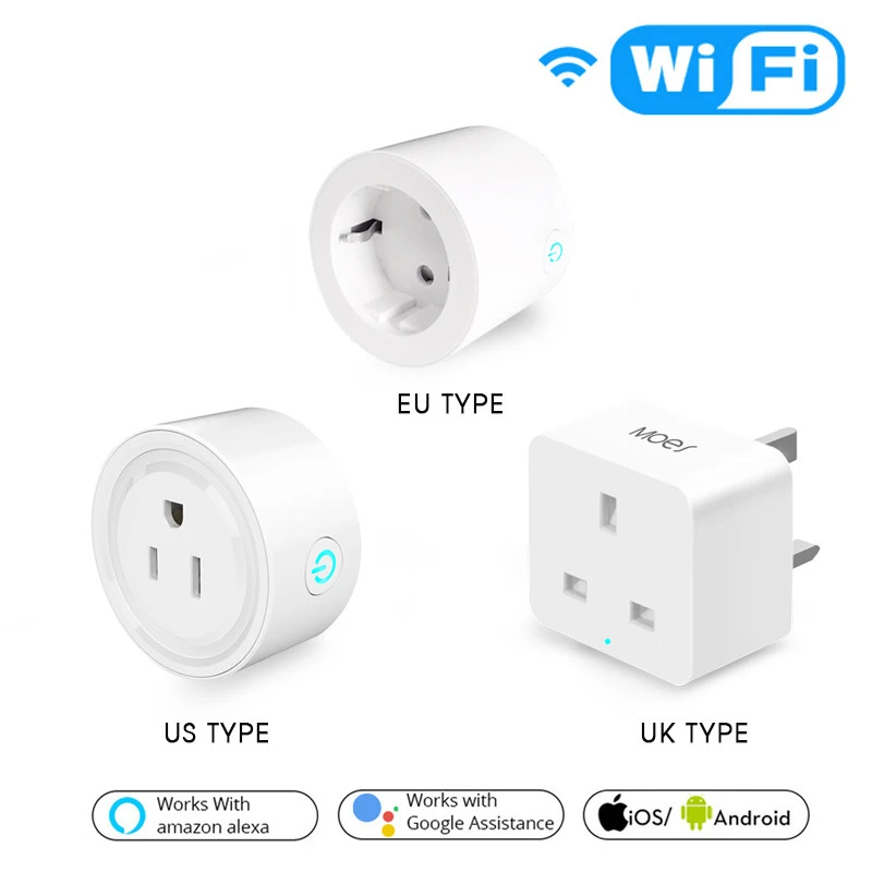 

UK US EU WiFi Smart Socket Power Plug Outlet Remote Control Works with Amazon Alexa Google Home No Hub Required