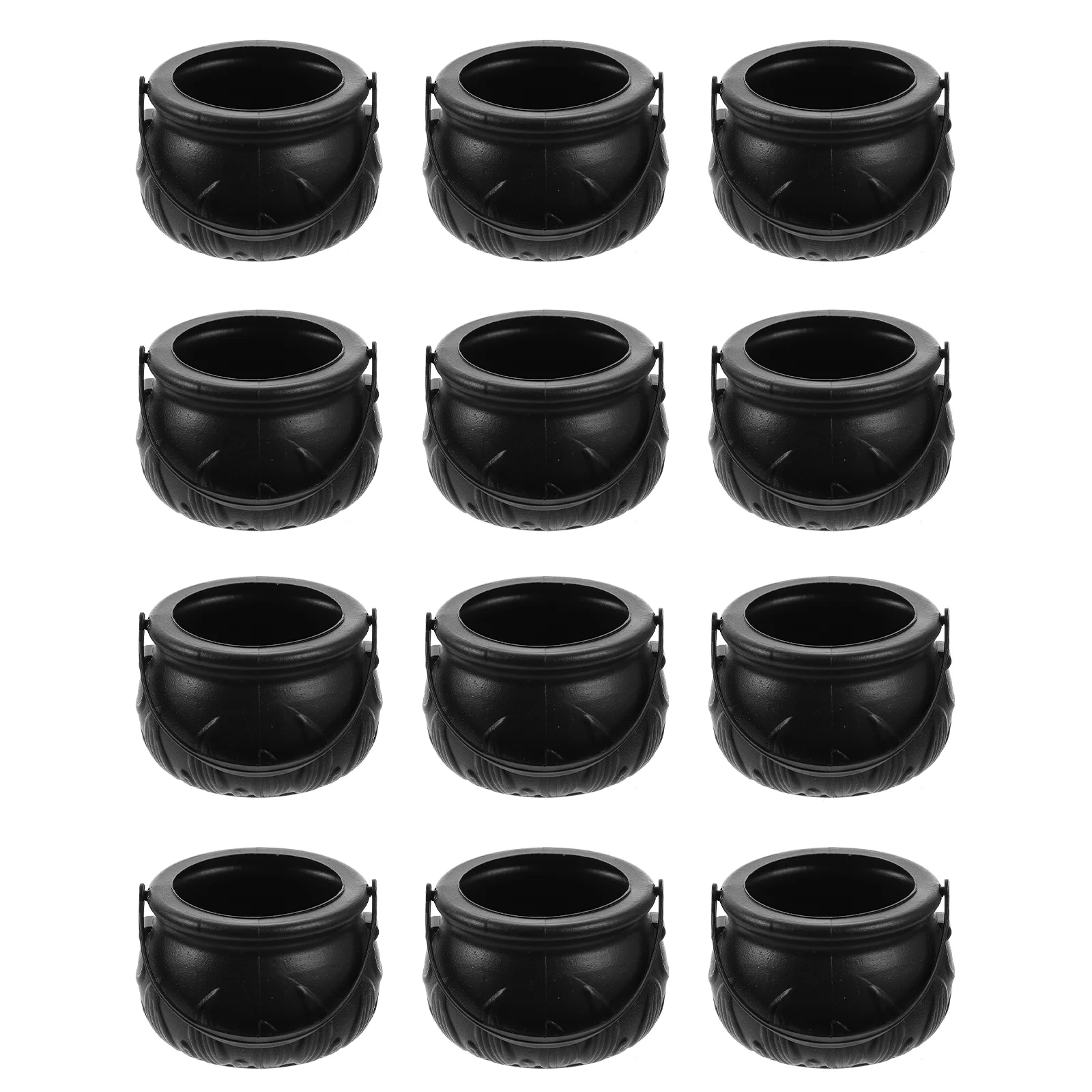 

12pcs Candy Bucket Candy Cauldron Holder Pot Witch Buckets Round Tote Trick or Treat Bags Holder for Nightclub Bar Party Favors
