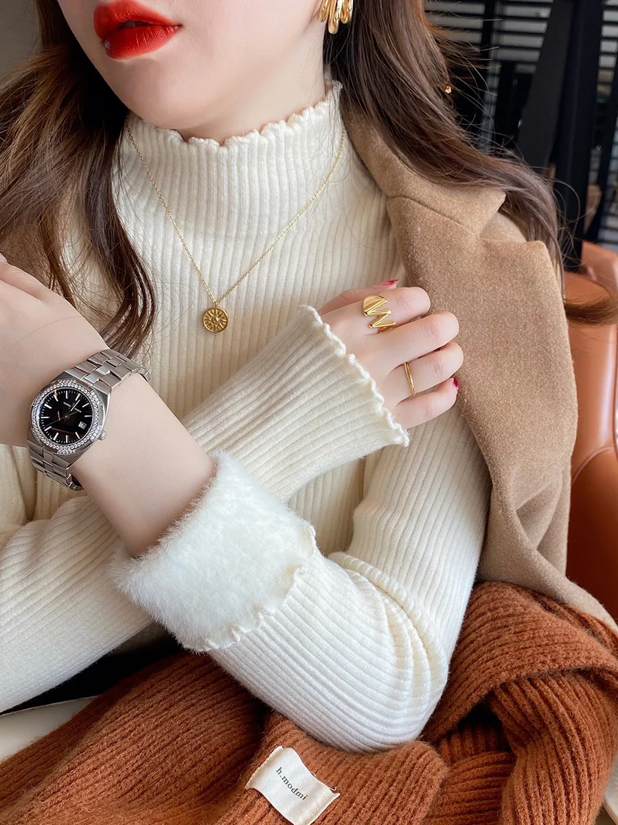 Белый свитер нижняя рубашка женская осень и зима 2024 новая внутренняя одежда