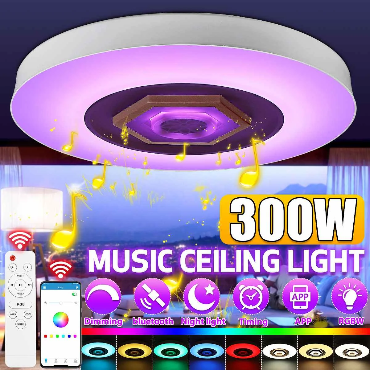 50cm Acrylic Dimmable LED Ceiling Light Music Lamp Remote Control & APP Control bluetooth Smart Ceiling Light For Home Lighting