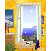 gatyztory paint by numbers for adults child unique gifts 40x50cm frame window scenery oil picture by number home wall picture