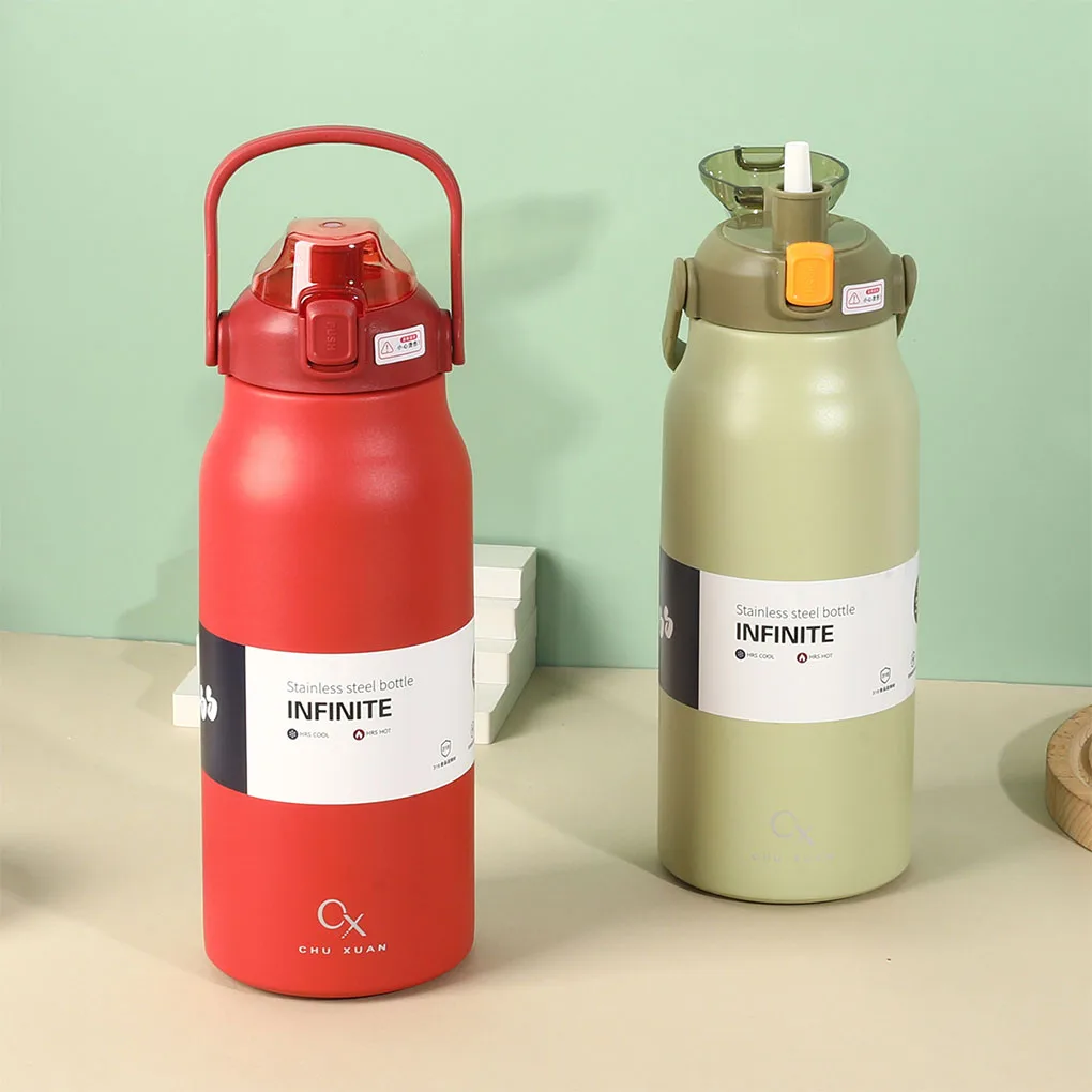 

1300ml Large Capacity Stainless Steel Straw Type Vacuum Thermos Cup Double-Layer Insulation Cold and Hot Travel Thermos Bottle