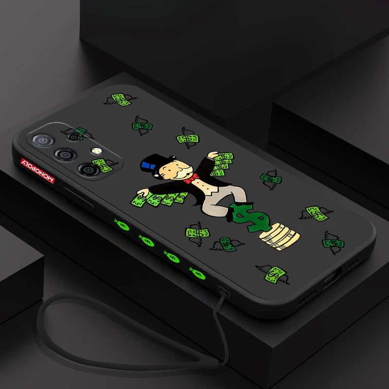 Мультяшный монопольный чехол для Samsung A73 A72 A71 A54 A53 A52 A51 A25 A24 A23 A15 A14 A13 4G с ремешком на