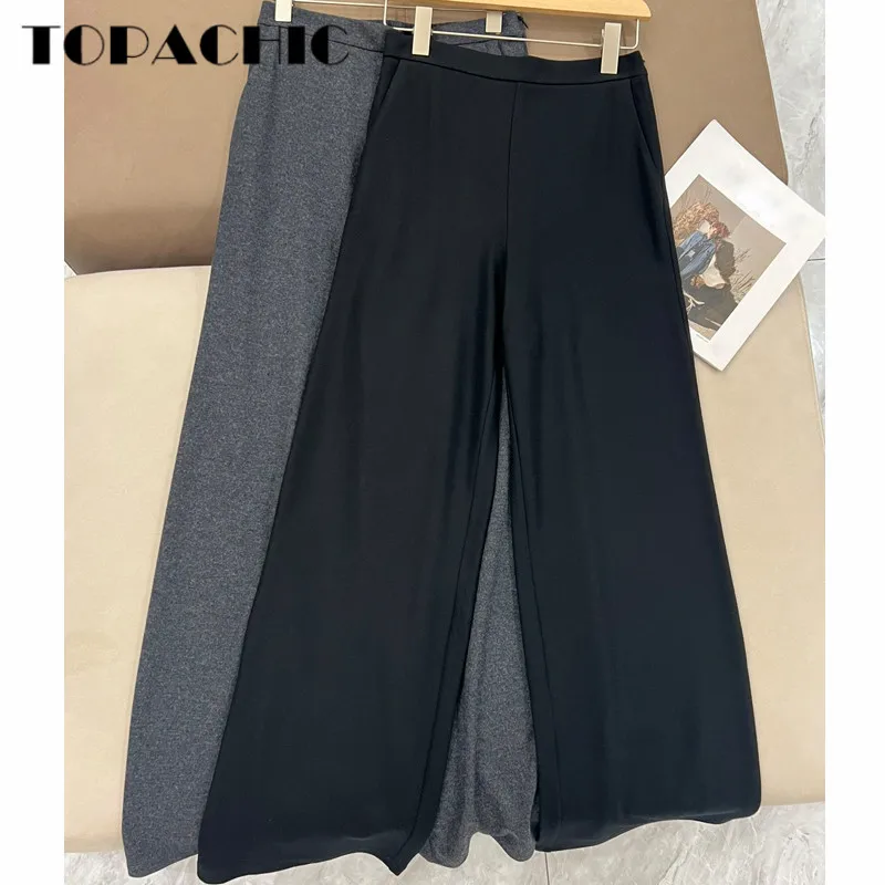 

7.19 High Quality Temperament Soft Wool Straight Loose Wide Leg Pants Women
