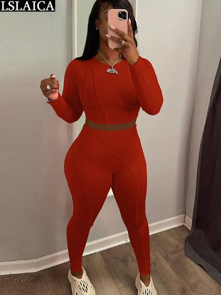 

Elegant Two Peice Set For Women Matching Sets Knit 2023 Long Sleeve Clothing New Fashion Parts Suits Slim 2 Piece Outfit Fitness