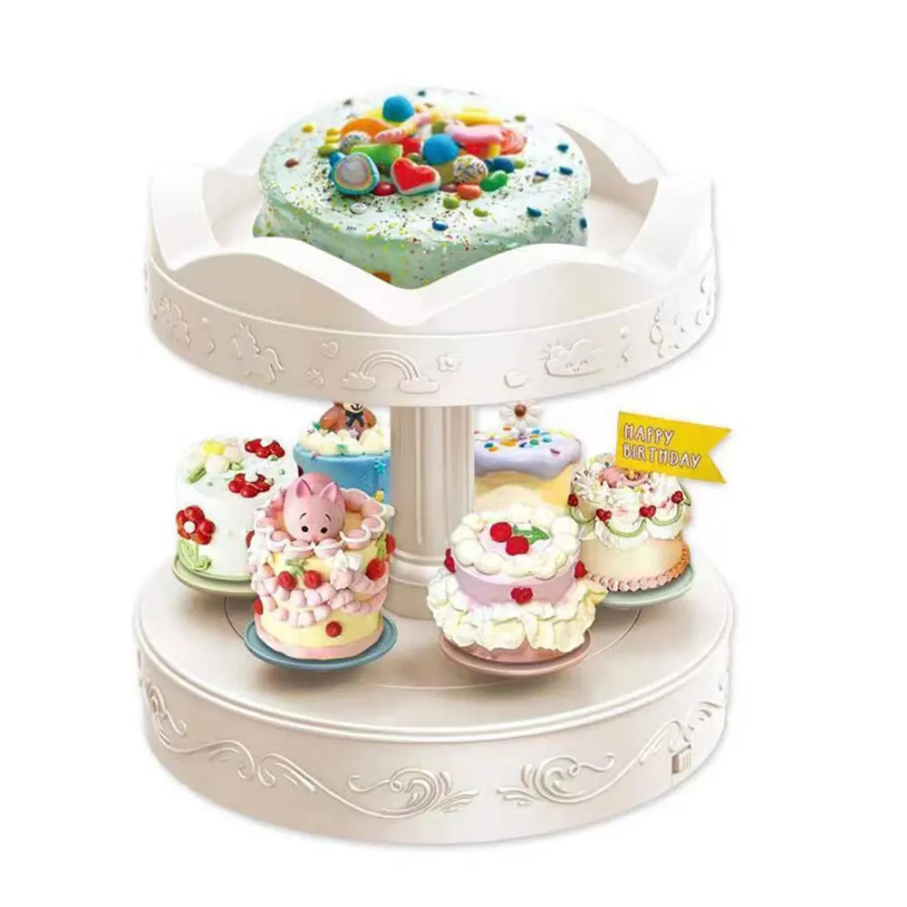 

Auto Rotating Birthday Stable 2 Tiers Battery Operated Wedding Party Cake Stand