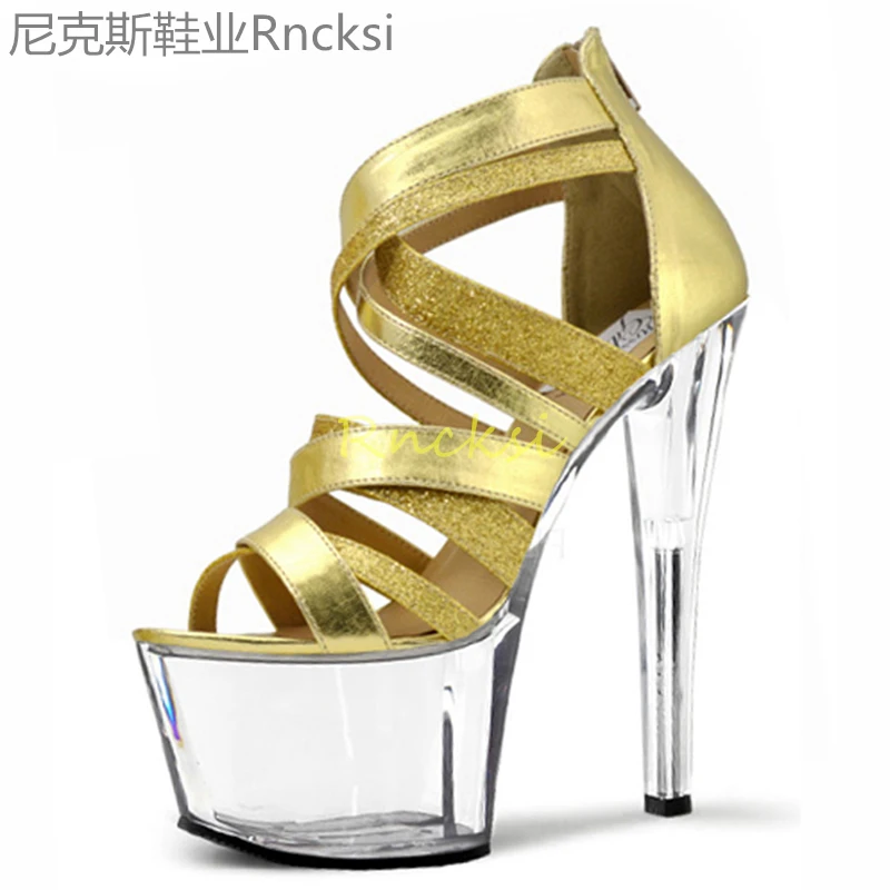 

17cm Women's summer new fashion black high heels Joker buckle with women's shoes stilettos