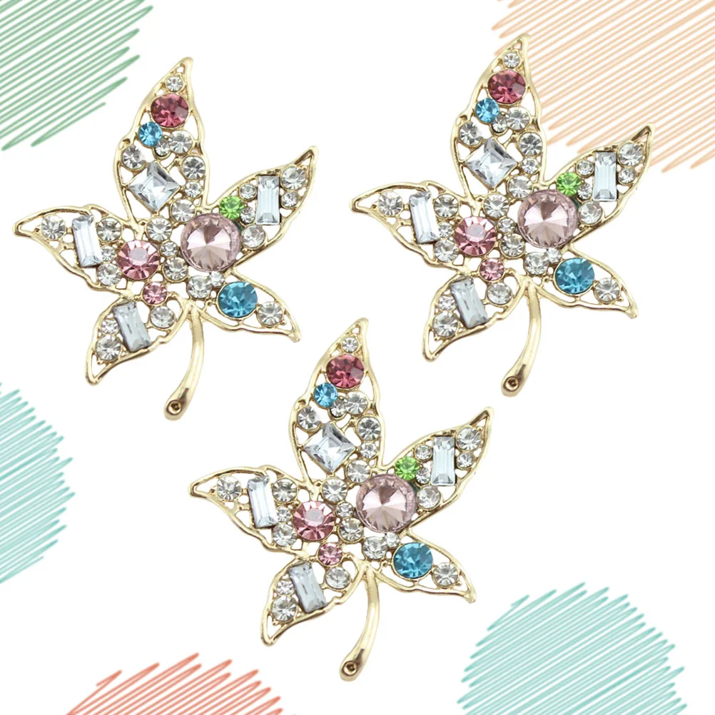 

3pcs Phone Cover Decoration DIY Rhinestone Inlaid Maple Leaf Phone Case Accessories