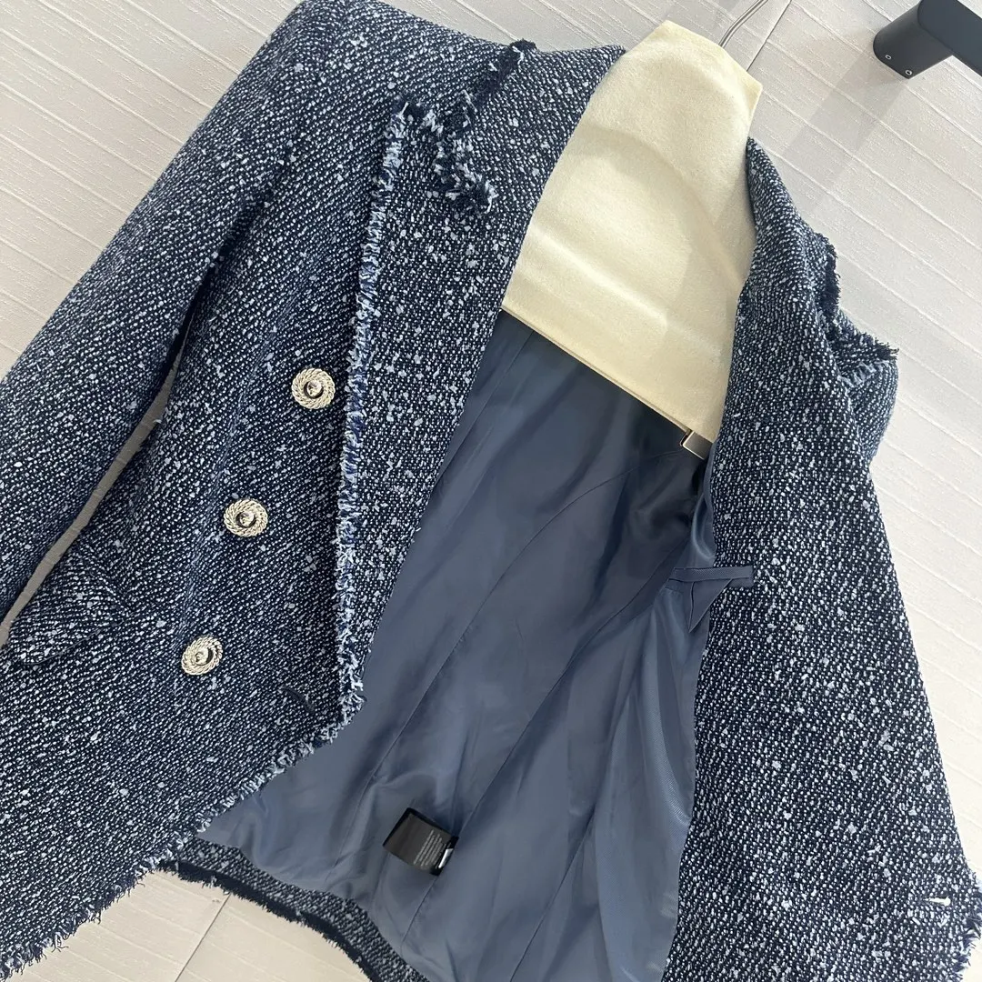 Женский роскошный пиджак весна-осень высокое качество женское двубортное