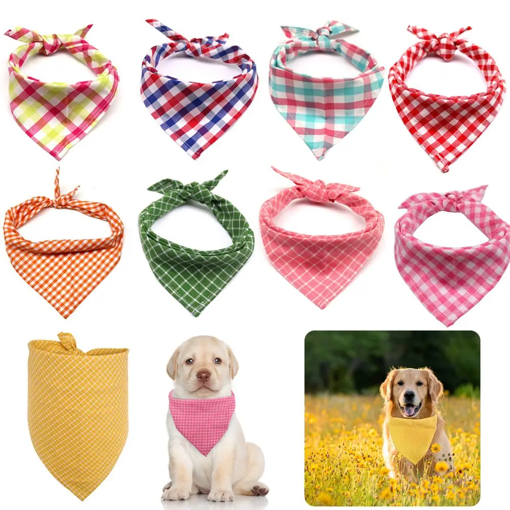 

1pc Dog scarf Plaid Style Puppy Cat Dog Bandana/Bibs Cotton Washable Bandana Dog Accessories for Small Dog Grooming Products
