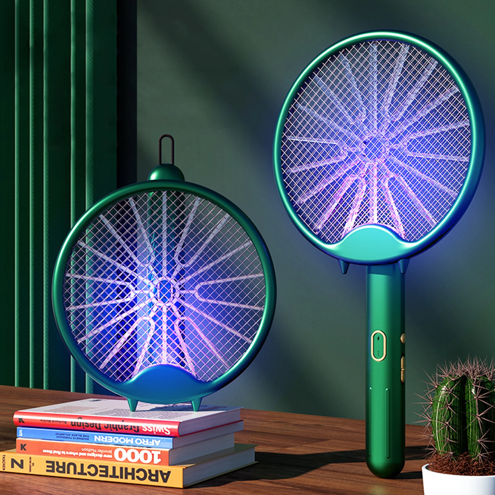 

3000V Fly Swatter Electric Racket Rechargeable Bug Zapper Racket Portable Foldable Mosquito Killer Trap for Home Bedroom Patio