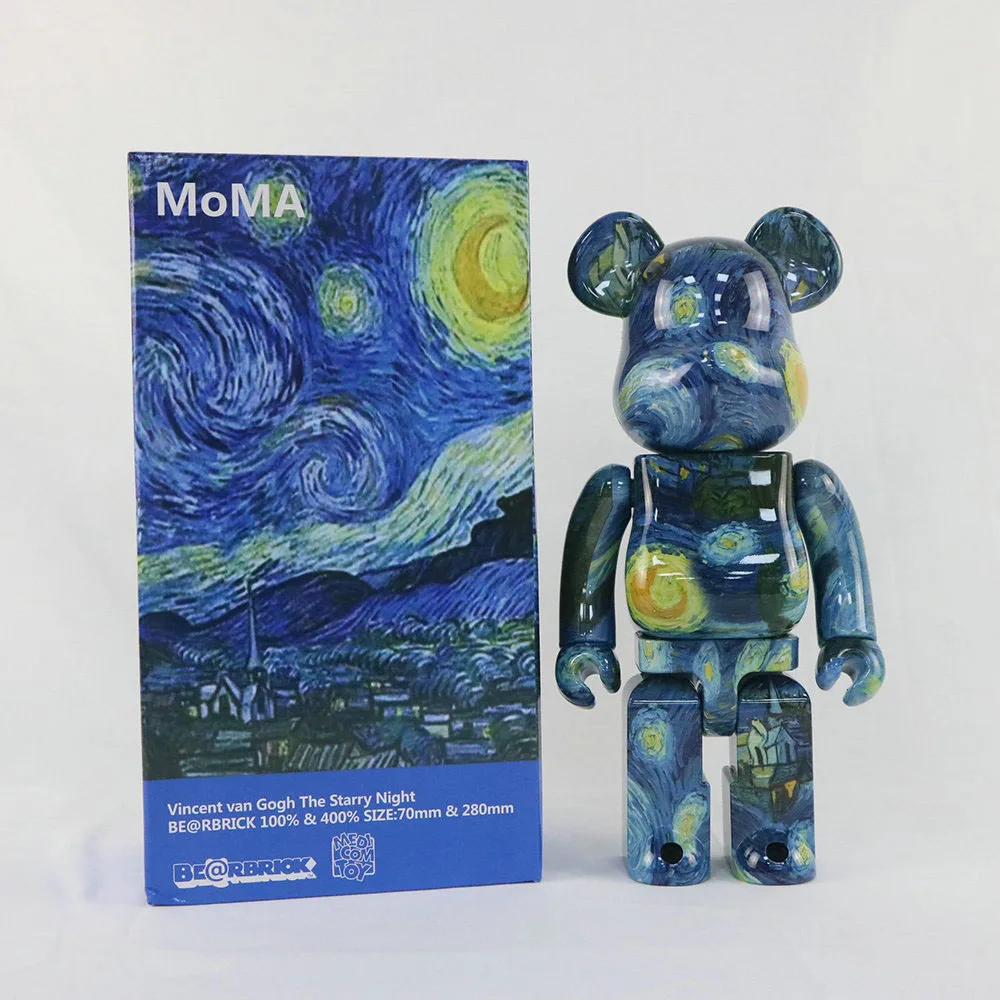 Bearbrick медведь Ван Гог звезда луна ночь 400% 28 см приливная кукла ручной работы