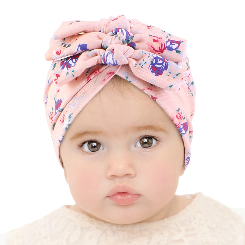 

New Baby Folds Knotted Bow Headbands Cotton Turban Infant Toddler Head Wrap Newborn Infaorn Infant Kids Boy Girl Turban Baby Hat