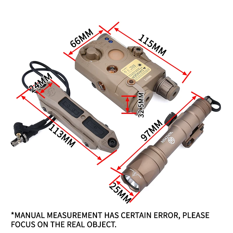 Тактический WADSN M600 страйкбольный флэш-светильник PEQ15 Красный Зеленый Синий ИК