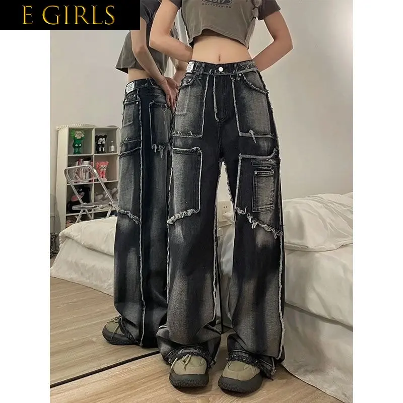 

Женские мешковатые джинсы с широкими штанинами, уличная одежда для девушек и женщин, модные мешковатые джинсы с несколькими карманами, Y2K
