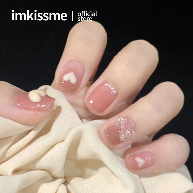 

imkissme 24Pcs Fake Nails Full Cover With Designs Press On Wearable Finished Artificial False For Girls Manicure Nail Tips