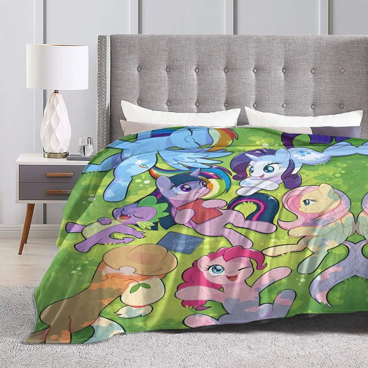 My Little Pony Cartoon Anime Blanket Warm Soft Funny Plush Throw For Bedroom Airplane Travel Flannel Bedspread Bed Cover