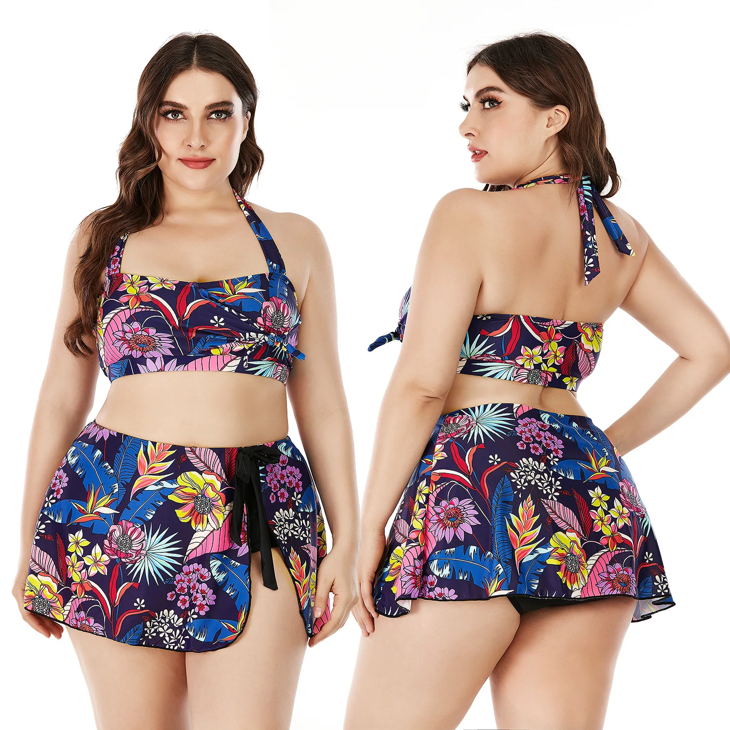 

Bathing Suit Women Bikini Plus Size Swimwear 2 Pieces High Waist Tankini Swimming Suit Girls Beach Wear Cover Up for Fat Women