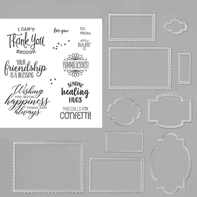 

Thank Metal Cutting Dies And Clear Stamps For Scrapbooking Diary Decoration Stencils Embossing Template Greeting Card New
