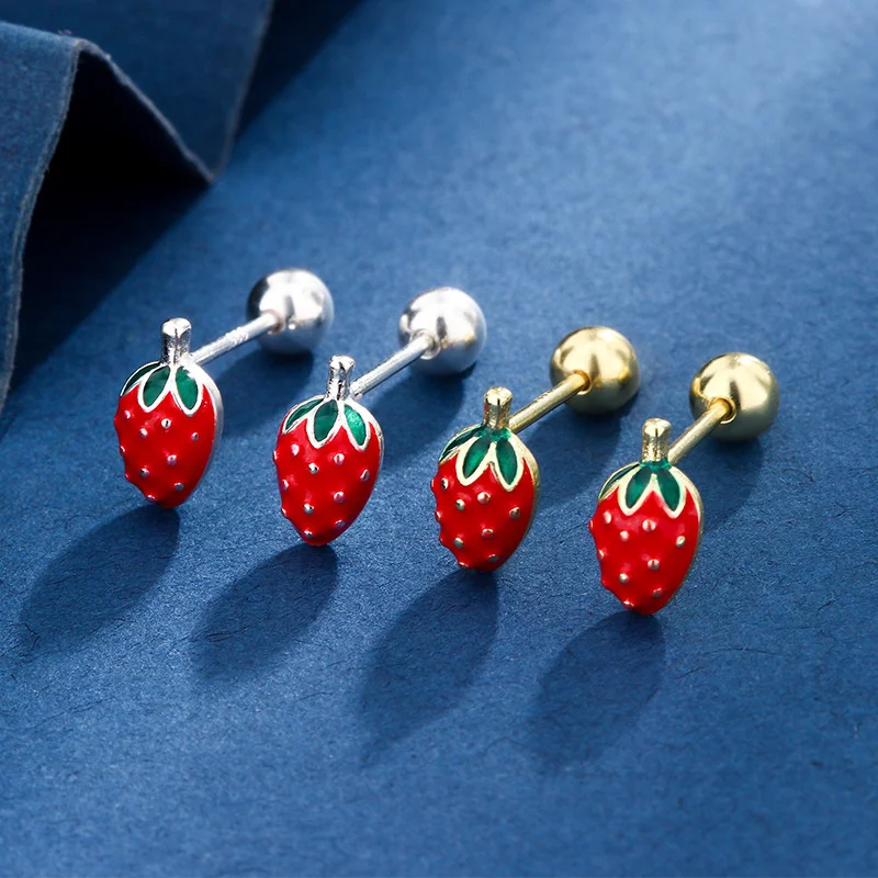 Шикарные Серьги-гвоздики В Форме Красной Клубники Для Женщин И Девочек Ювелирные
