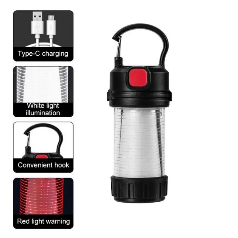 

Mini Camping Lantern Portable Tent Lights USB Rechargeable Torch Emergency Camping Lamp Flashlight With Hook Hanging Work Lamp