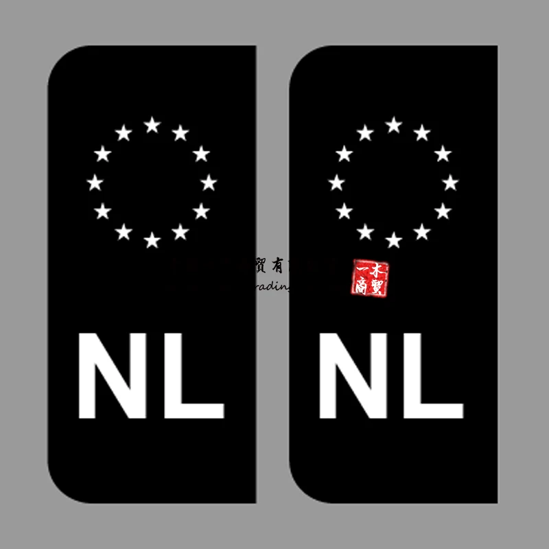 

2 x табличка с номером, черная наклейка NL DK SK RO PL, полевая пленка, черная Автомобильная прицеп, фургон, автобус, подходит для всех стандартных размеров, Нидерланды, винил