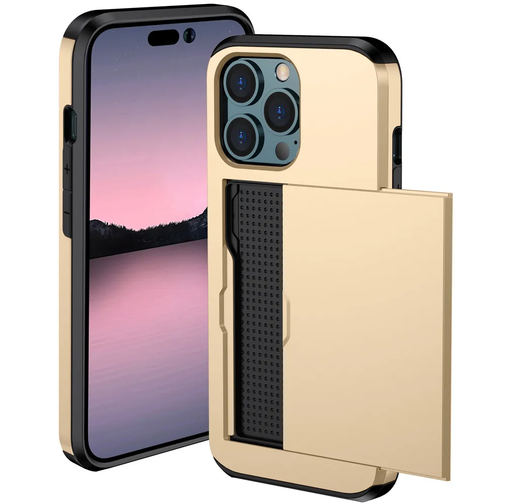 Чехол с отделением для карт iPhone 14 Pro Max чехол со скрытой раздвижной дверью скрытым
