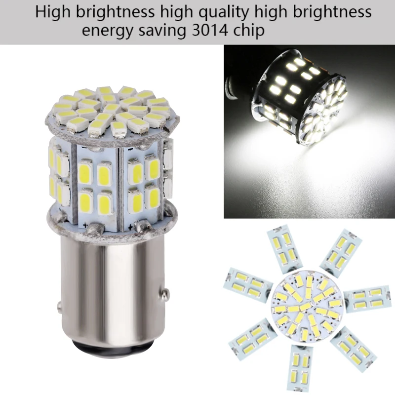 2pcs 12-24V 1157 BAY15D LED Car Brake Light 50SMD 3014 Super Bright for Truck Rear Lights Auto Parking Lamp Turn Signal Blub - купить по