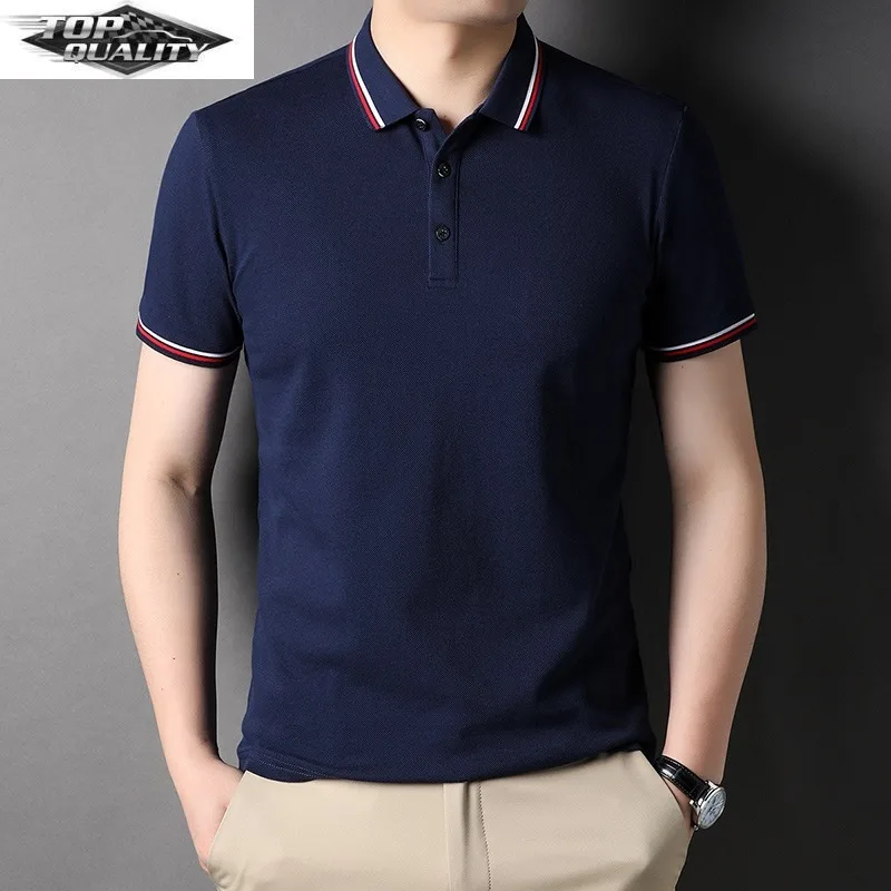 

Рубашка-поло мужская однотонная, хлопок 100%, короткий рукав, Повседневная модная одежда, лето