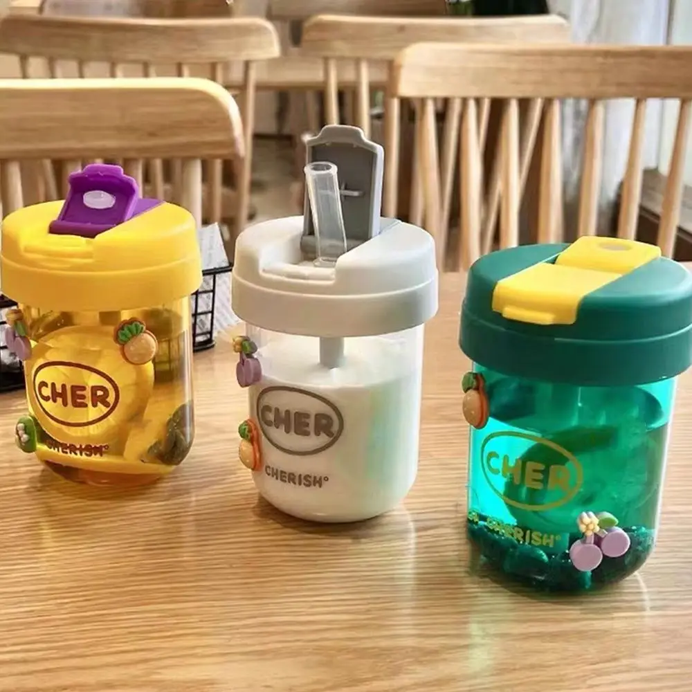 

330ml Kawaii Small Milk Juice Portable Drinking Cup with Straw Water Bottle Plastic Bottle