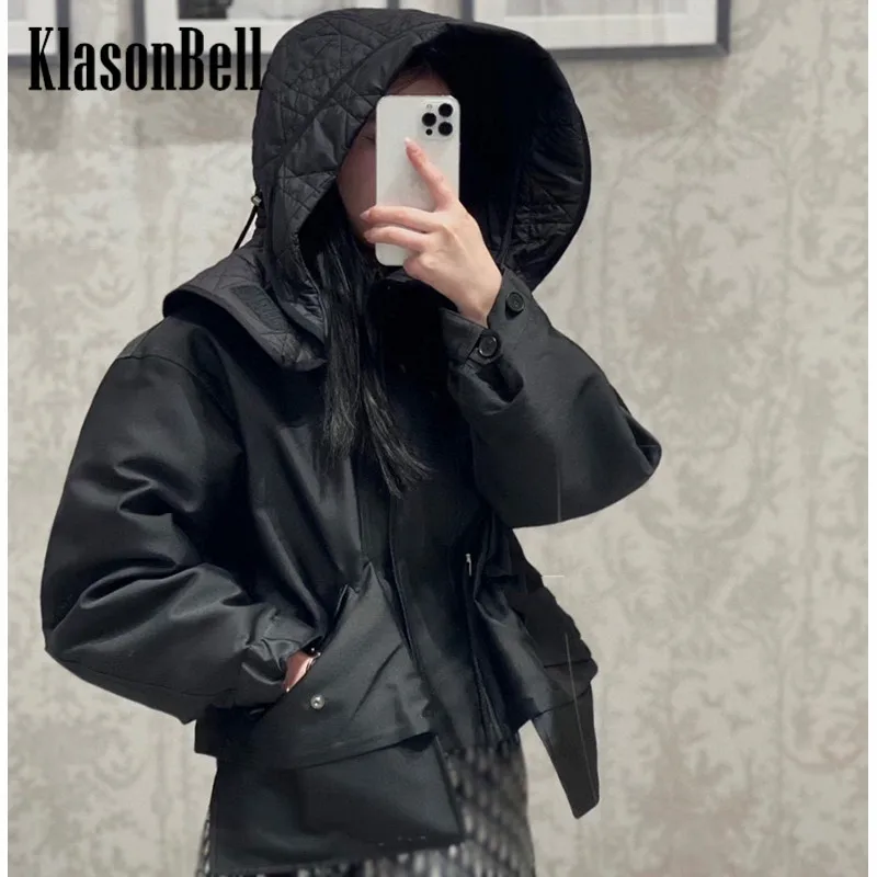 

10,12 KlasonBell модная Женская осенне-зимняя новая парка с вышивкой и капюшоном из двух частей