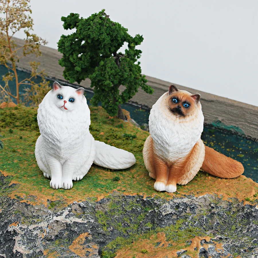 Фото Реалистичная милая котенок, персидская тряпичная кукла, сиамский кот, рысь, сфинкс, Дьявол Рекс, модель, фигурки, украшение для дома, коллекция, детская игрушка в подарок №3