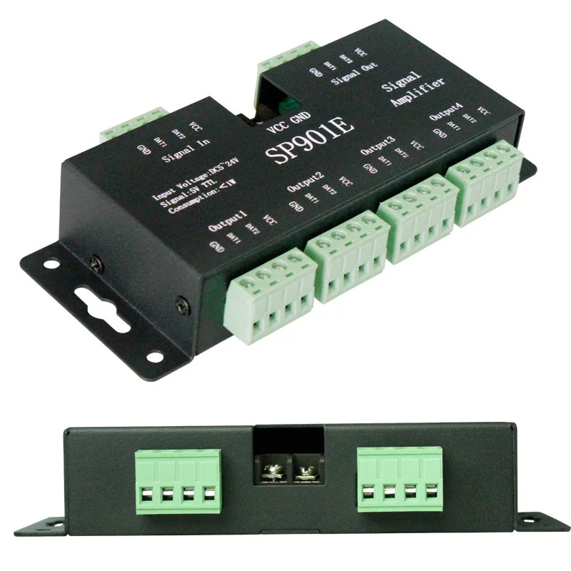 

Dc5v-24v усилитель светодиодных сигналов Sp901e Spi, усилитель сигнала для Ws2812b Ws2811 Ws2813 Pixel Led Strip, ретранслятор сигнала
