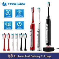 ultrasonic electric toothbrush wireless charging for adult ipx7 waterproof replacement heads whitening teeth timer smart brush
