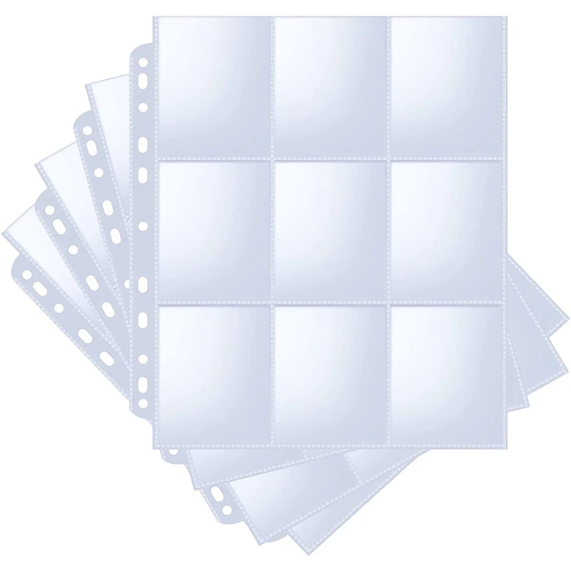 

70 Pages Card Sleeves Binder Sheets, Baseball Card Sleeves Pages For 3 Ring Binder, 9 Pocket Page Protector For Cards