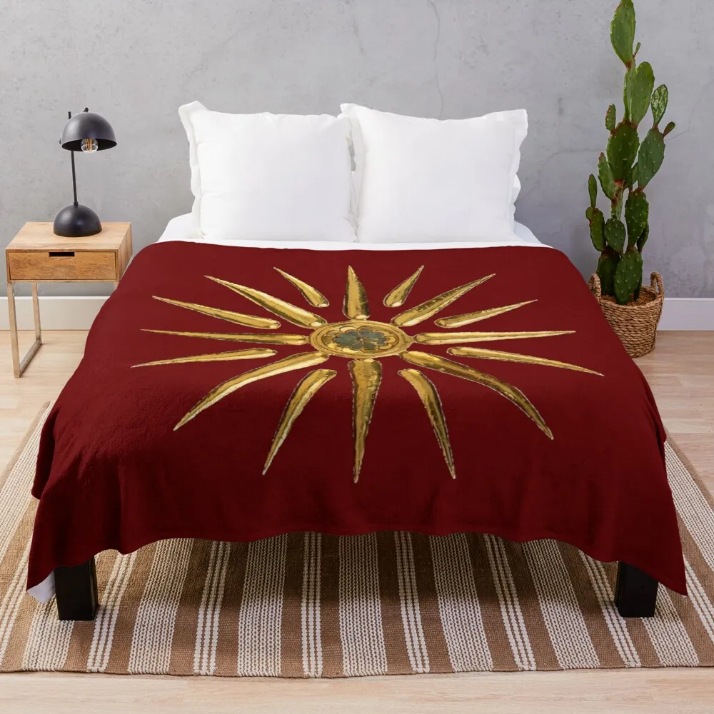 

Macedonian Sun Ancient Symbol Design Throw Blanket Soft Plaid Fleece