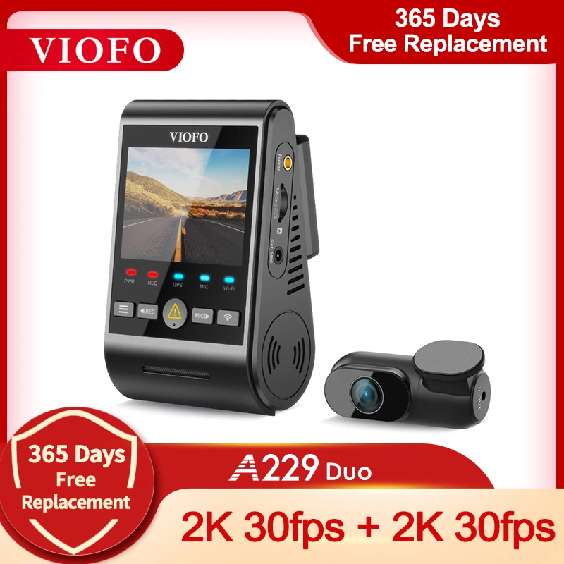 VIOFO A229 DUO Dash Cam  Front and Rear View Camera 2K+2K With WI-FI and GPS Logger Car Dvr Voice Notification Sony Sensor